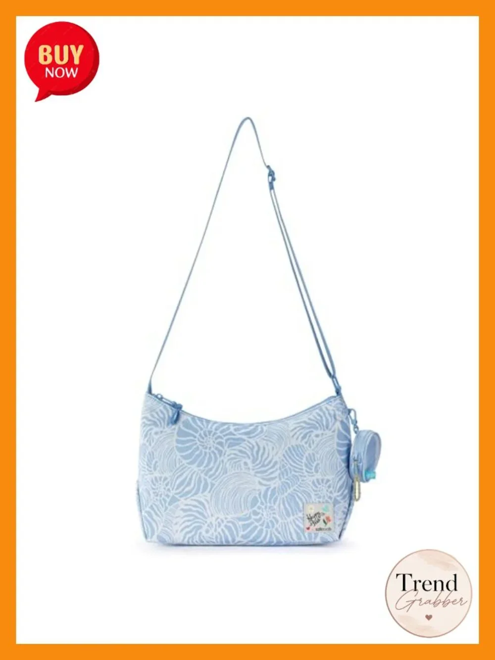 Spacious Hobo Shoulder Bag with Zipper Closure & Detachable Key Dangle